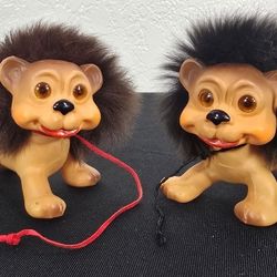 Two  Vintage 1960's Lovable Uglies Troll Lions