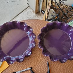 Fluted Plum Color Plates, Stoneware,  Each