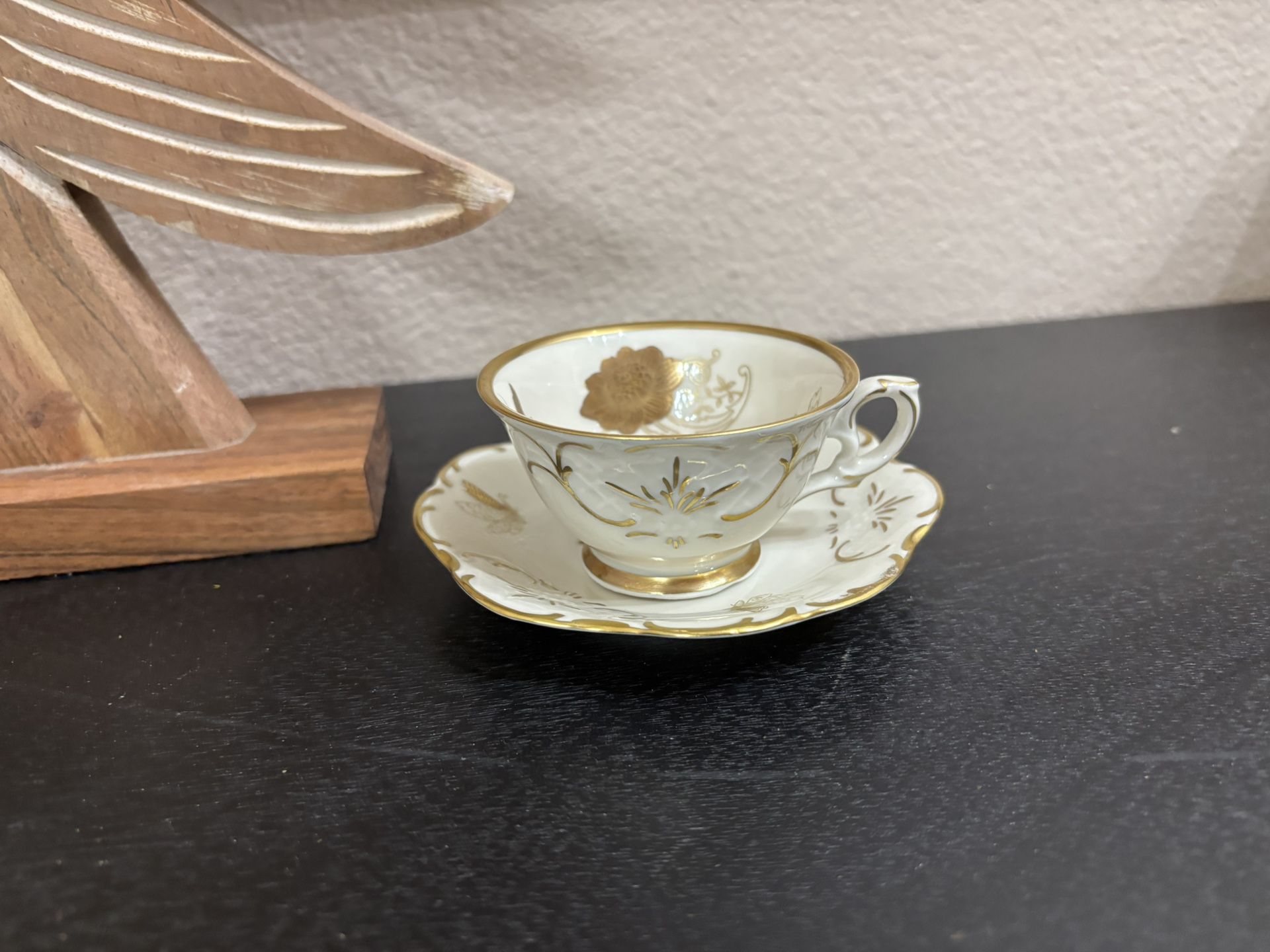 Vintage porcelain teacup and saucer set