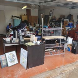 LAST CHANCE- All items make reasonable offers,

4 drawer file cabinet safe, water proof, fire proof, with swivel lock system, 
black desk, 
Sony CD pl