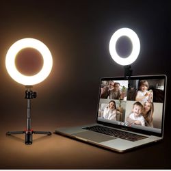 BRAND NEW IN BOX Weilisi 6.5'' Ring Light for Computer with Adjustable Tripod,3 Light Modes Video Conference Lighting