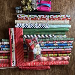 Wrapping paper, tissue paper, bows, balloon blow up machine