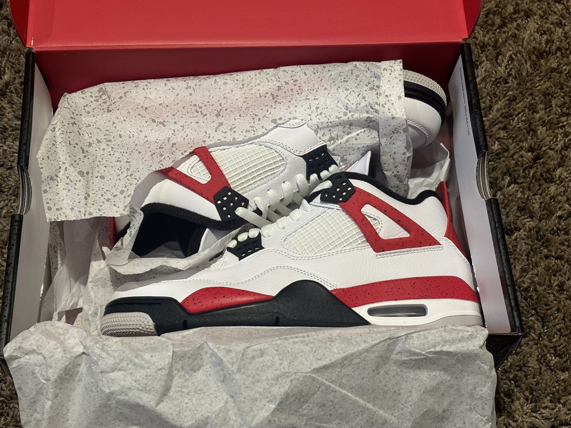air jordan 4 retro, white/fire, red-black