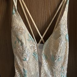 Tan & Blue Embroidered Dress size 1
