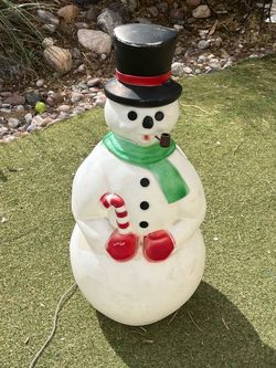 Vintage 34" Empire Snowman Blow Mold Christmas Decor (With Pipe)