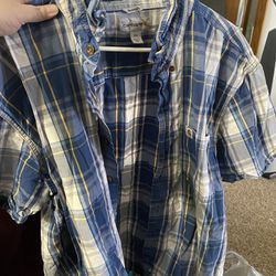 Carhartt Blue Plaid Button Up Shirt 2XL