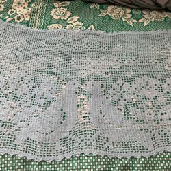 Elegant baby blue handmade crochet rectangular doily