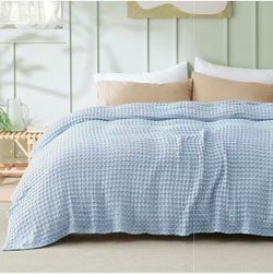 Cooling Cotton Waffle King Size Blanket - Lightweight Breathable Blanket of Rayon Derived from Bamboo for Hot Sleepers, Luxury Throws for Bed, Couch a