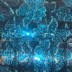  Blue Sequins Black Shawl 