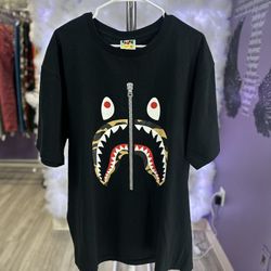 Bape Tee Black Shark Face Yellow Camo