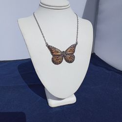 Plique-a-Jour Enamel Sterling Butterfly Necklace