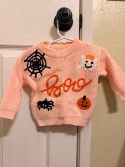 Baby girl Halloween boo peach knit sweater 0-3 m