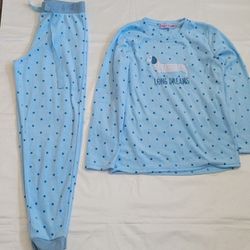 NEW. Dog Print Fleece Pajama Set. Jogger and Long Sleeve Sweater. 2 piece Pjs. Sleepwear. For Women/Young Adult. Size Small.