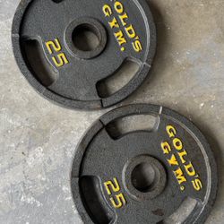 Pair Of 25 Pound Gold’s Gym Olympic Weights