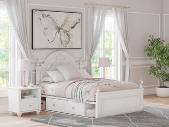 Maylilly White Full Upholstered Panel Storage Bed (Online Special Price)