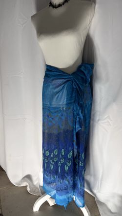 Blue and Teal Shear Swimwear Cover up by More Inc. One size