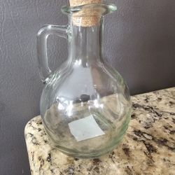 Small 5oz 148ml Craft Glass Cruet/Carafe With Cork Stopper