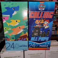 (NEW) 2 PUZZLES 24 PIECES, BABY SHARK AND PAW PATROL