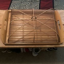 Vintage Bamboo Tray And Cover 
