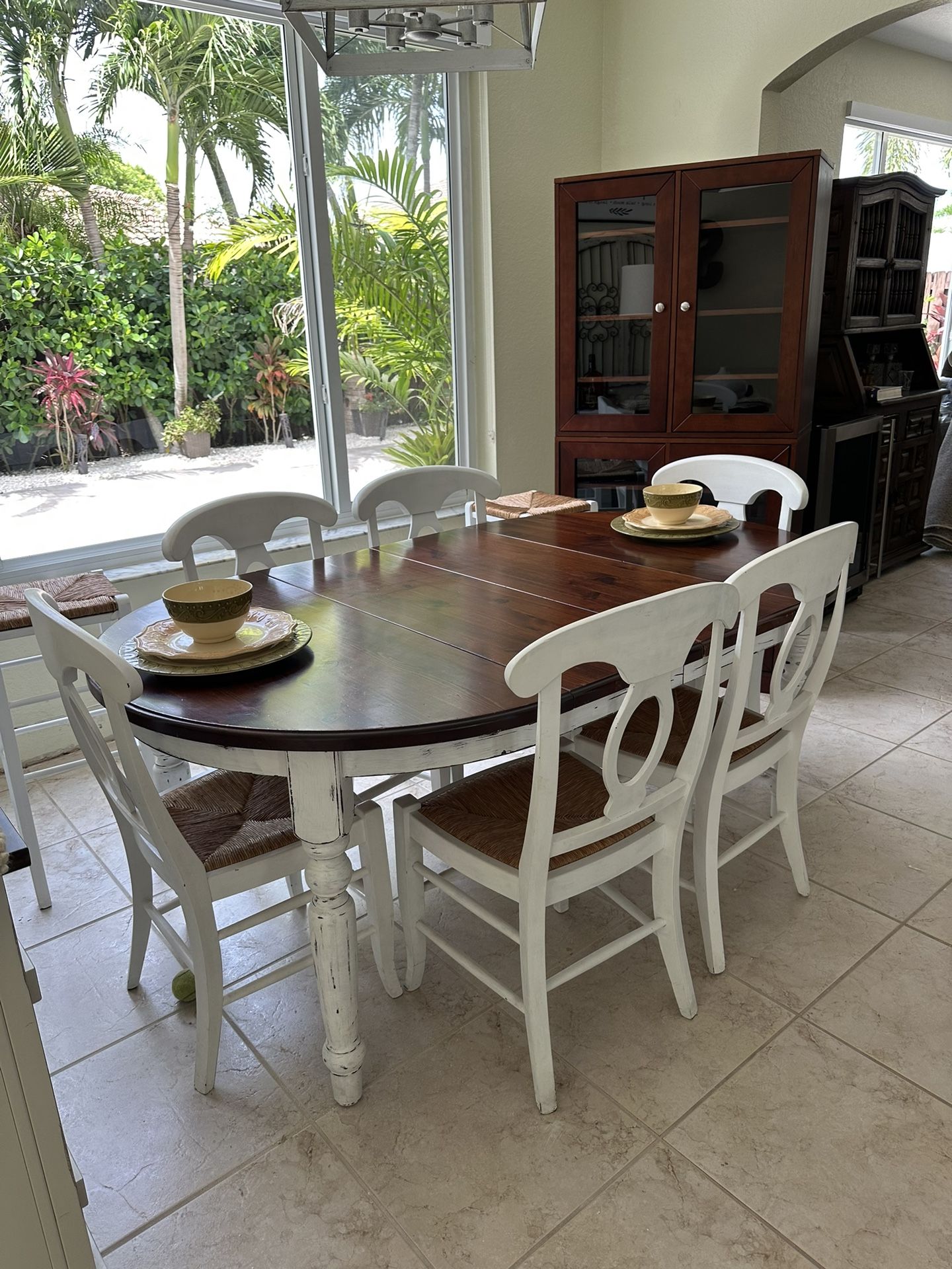 Pottery Barn 2002 Refurbished Repainted Dining Room Table Chairs And Buffet table