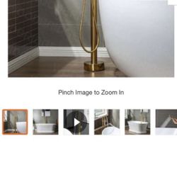 Venice Single-Handle Freestanding Floor Mount Tub Filler Faucet with Hand Shower in Brushed Gold