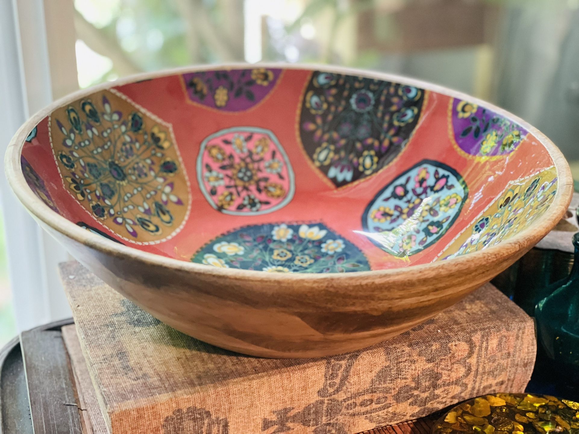 Big Beautiful colored wooden bowl
