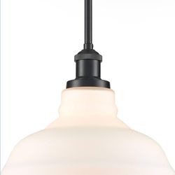 Black Kitchen Pendant Light with Opal Glass Dimmable Hanging Rod Pendant Lighting