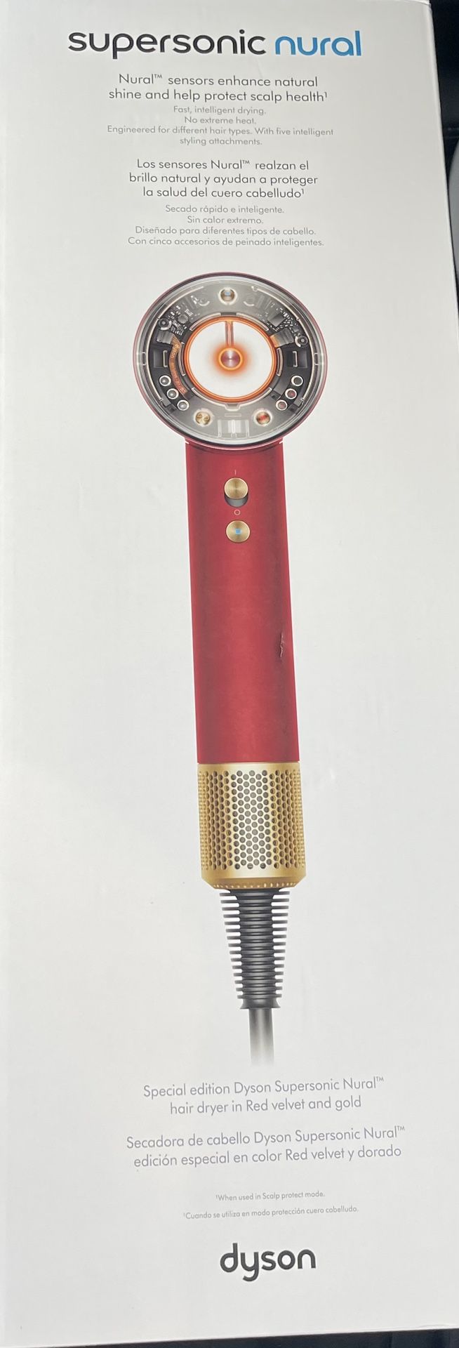 Dyson Supersonic Nural™ hair dryer in Red velvet and gold.