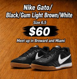 Nike Gato/  Black/Gum Light Brown/White Indoor Futsal Soccer