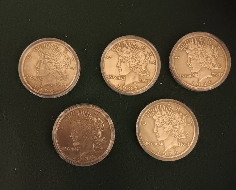 5 Replica Peace Dollar Medals