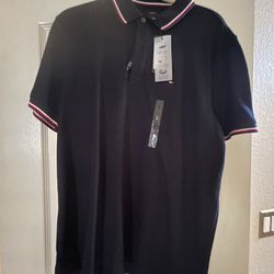 Tommy Hilfiger Regular Fit Wicking Polo – Navy – Size [L]– $15