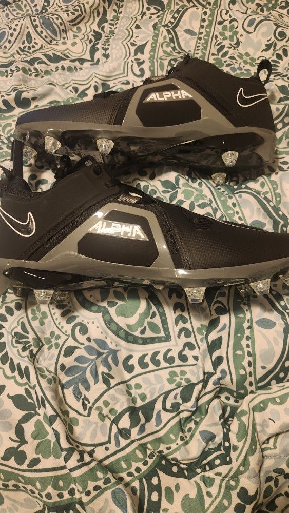NIKE Alpha Menace Pro 3 Black Grey White Detachable Football Cleats Mens 14 wide