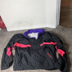 Vintage New Balance Jacket Mens L Black Pink Purple  Zip Windbreaker Large