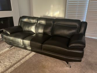 New Black Real Leather Couch 