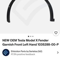 NEW OEM Tesla Model X Fender Garnish Front Left Hand 1035288-00-P