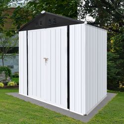 Outdoor storage sheds 6FTx4FT Apex roof White+Black
