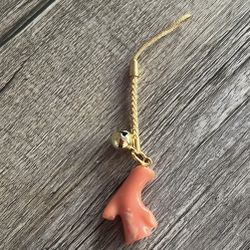 Gold thread pink coral Accessory Charm strap