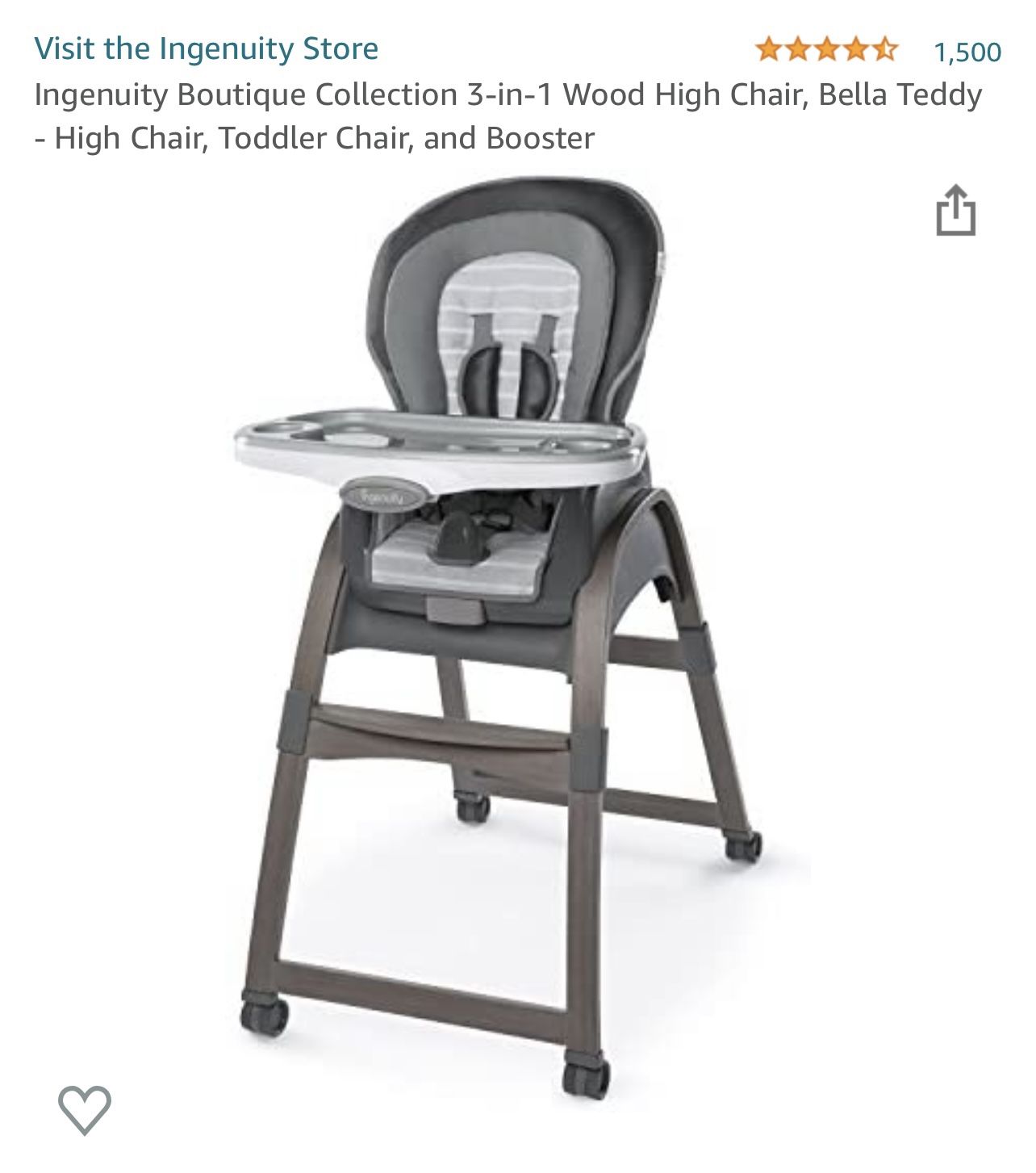 Ingenuity 3in1 Wood High Chair for Sale in East Windsor, NJ OfferUp