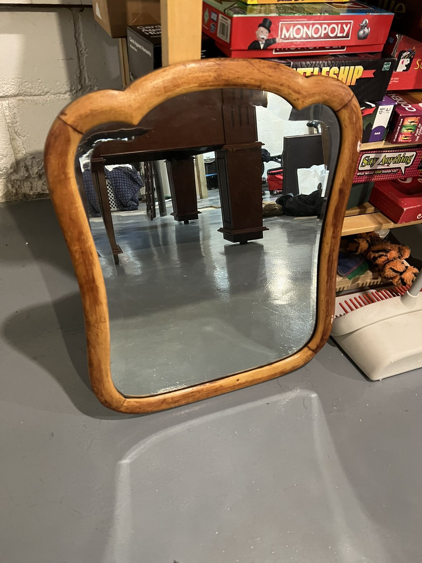 solid all wood beveled glass vintage mirror 