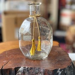 Vintage Glass Round Liquor Bottle Vase 
