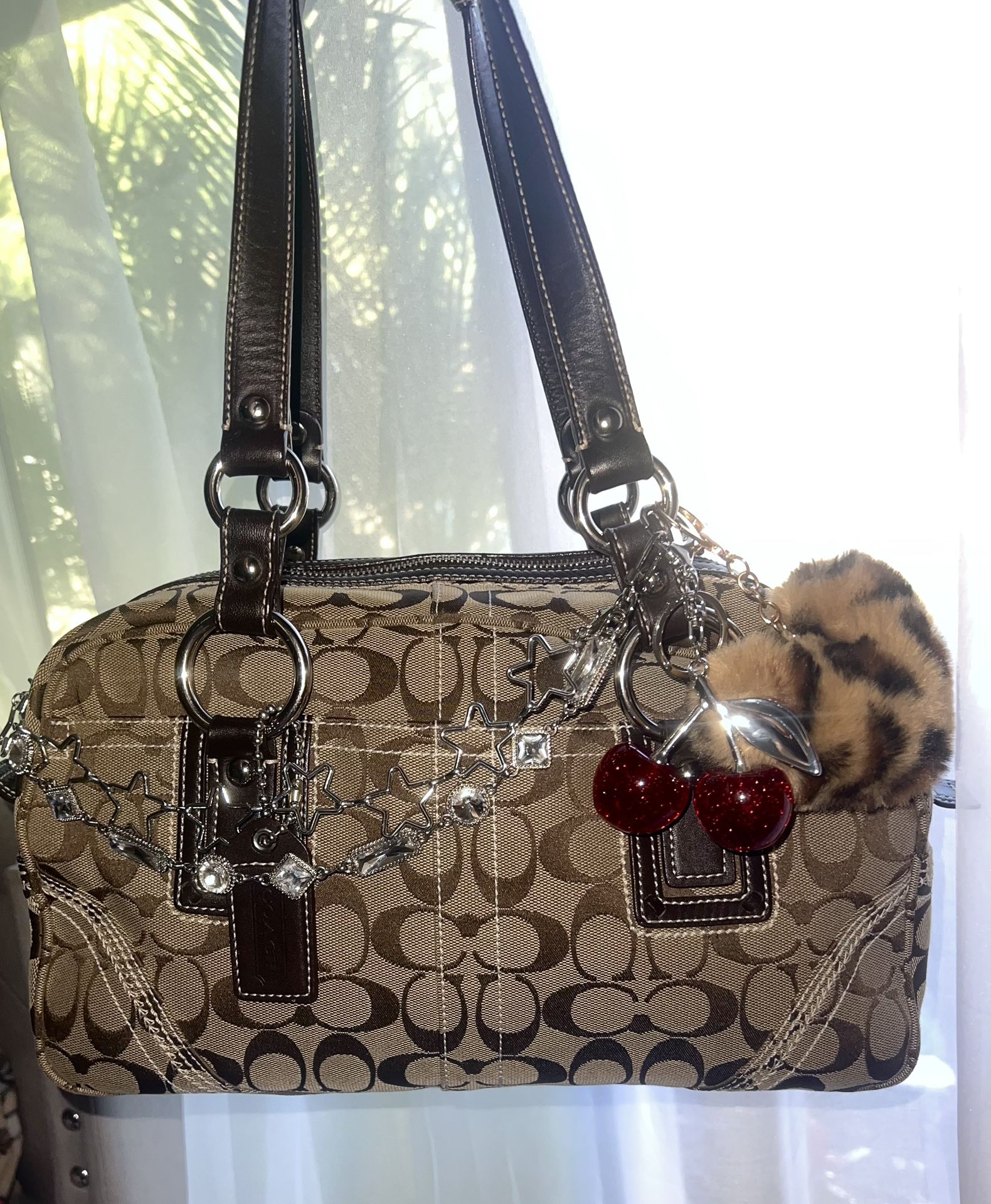 Brown Y2k Coach Monogram Satchel Shoulder Bag