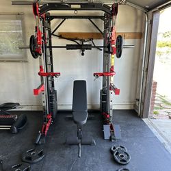 Smith Machine 200 | Adjustable Bench | 245lb Cast Iron Olympic Weights | 7ft Olympic Bar | Fitness | Gym Equipment | FREE DELIVERY/INSTALLATION 🚚 🛠️