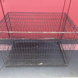 1 Large size black metal animal pet crate cage with metal divider 42”