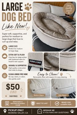 Large Kirkland Signature Dog Bed – Like New – $50 OBO