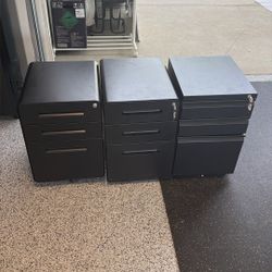 Black 3 Door Filing Cabinets With Key - 3 Available ($50/e)