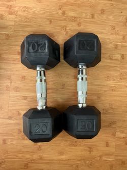20 lb Rubber Hex Dumbbells Pair