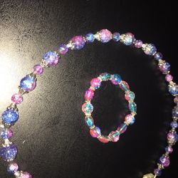 Purple Necklace And Bracelet Set