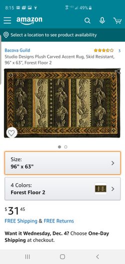 Studio Designs Plush Carved Accent Rug, Skid Resistant, 96" x 63", Forest Floor 2