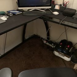 Glass Top L Shape Desk