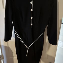 Vfshow Black & White Vintage Pencil Dress with Belt – XL